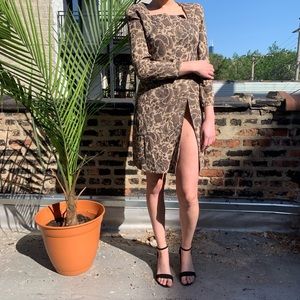 Giorgio Armani paisley slit dress.